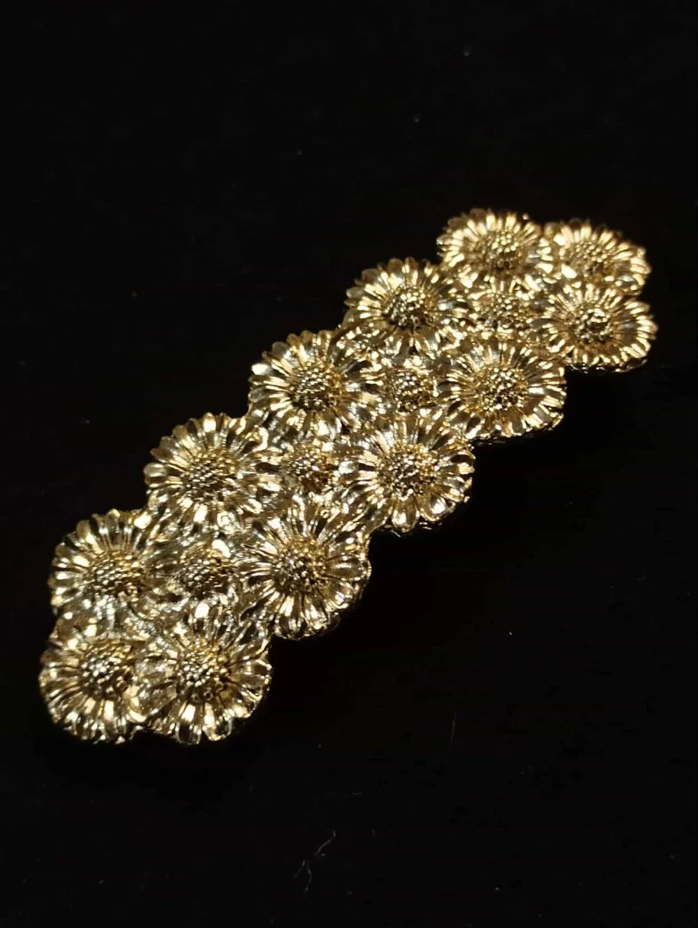 Vintage 80's Pale Gold Floral Metal Barrette Hair Clip